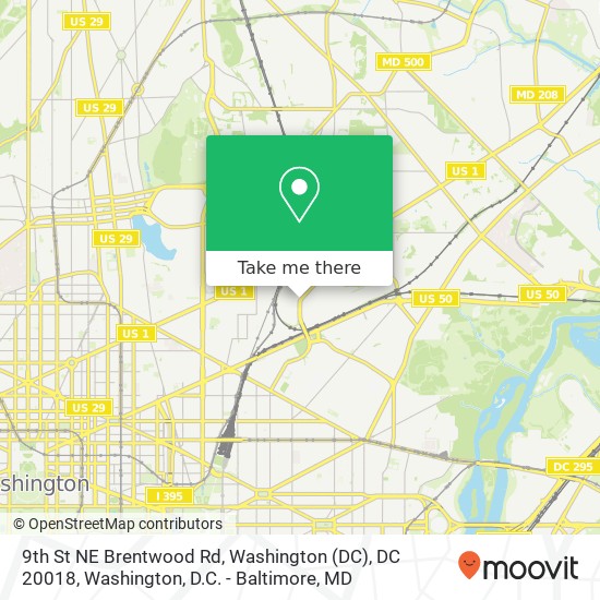 Mapa de 9th St NE Brentwood Rd, Washington (DC), DC 20018