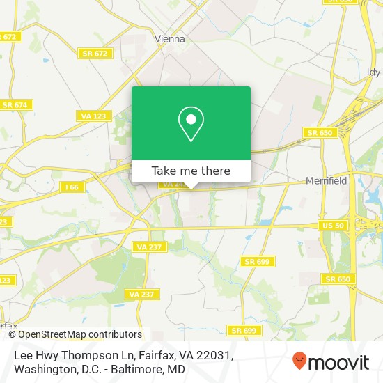 Lee Hwy Thompson Ln, Fairfax, VA 22031 map