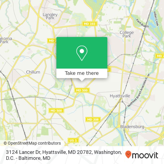 Mapa de 3124 Lancer Dr, Hyattsville, MD 20782