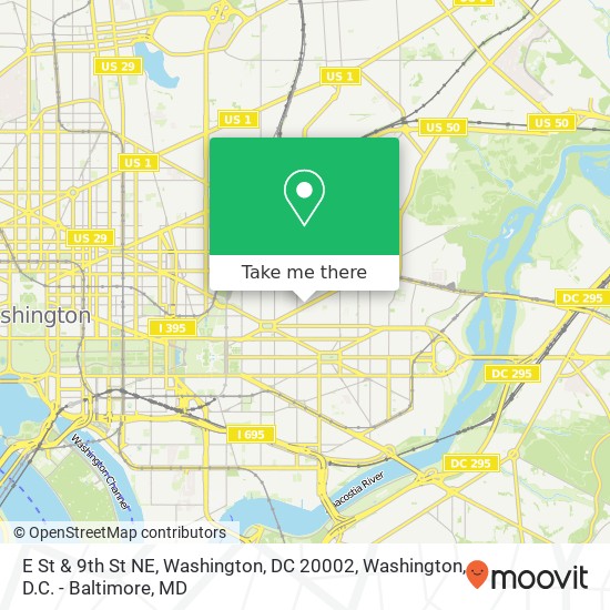 Mapa de E St & 9th St NE, Washington, DC 20002