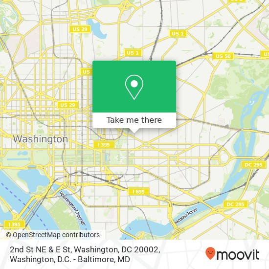 Mapa de 2nd St NE & E St, Washington, DC 20002