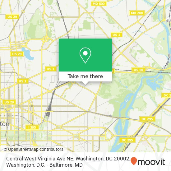 Mapa de Central West Virginia Ave NE, Washington, DC 20002