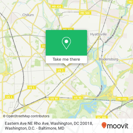 Mapa de Eastern Ave NE Rho Ave, Washington, DC 20018