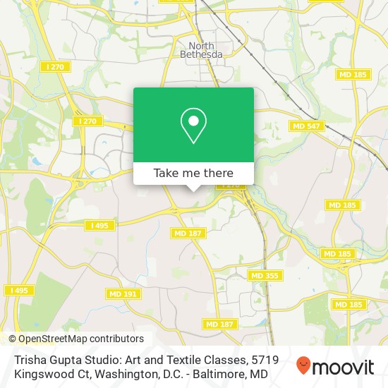 Mapa de Trisha Gupta Studio: Art and Textile Classes, 5719 Kingswood Ct