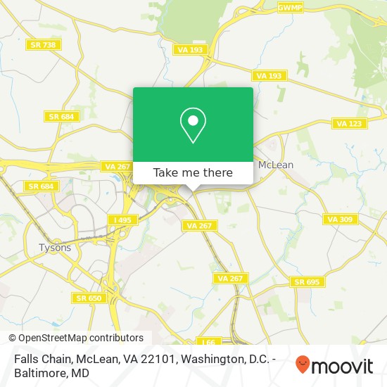 Mapa de Falls Chain, McLean, VA 22101