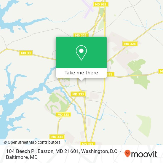 Mapa de 104 Beech Pl, Easton, MD 21601