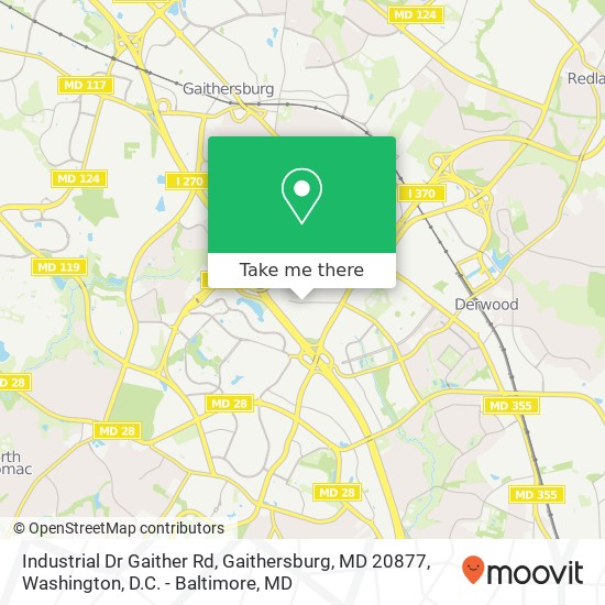 Mapa de Industrial Dr Gaither Rd, Gaithersburg, MD 20877
