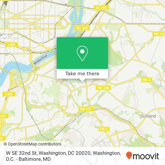 Mapa de W SE 32nd St, Washington, DC 20020