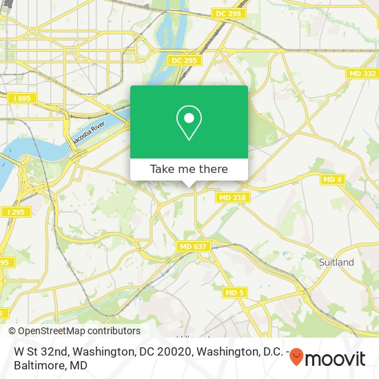 W St 32nd, Washington, DC 20020 map
