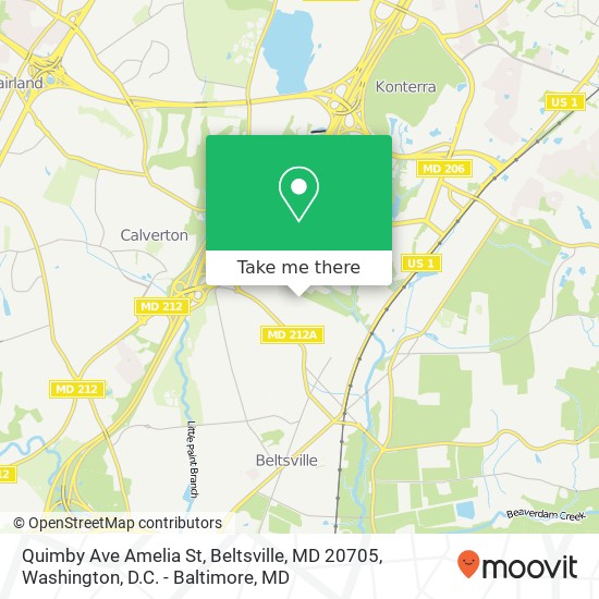 Mapa de Quimby Ave Amelia St, Beltsville, MD 20705