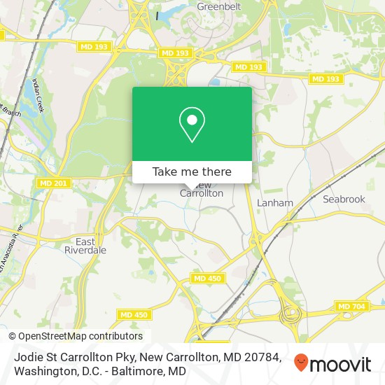 Mapa de Jodie St Carrollton Pky, New Carrollton, MD 20784