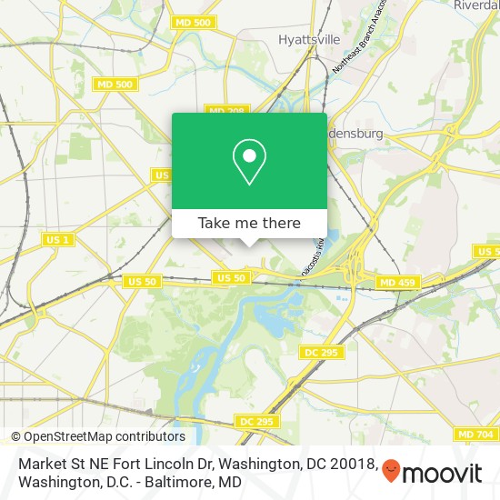 Market St NE Fort Lincoln Dr, Washington, DC 20018 map