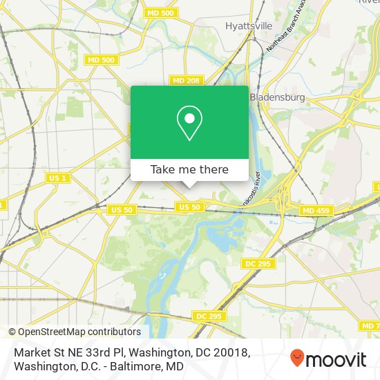 Mapa de Market St NE 33rd Pl, Washington, DC 20018