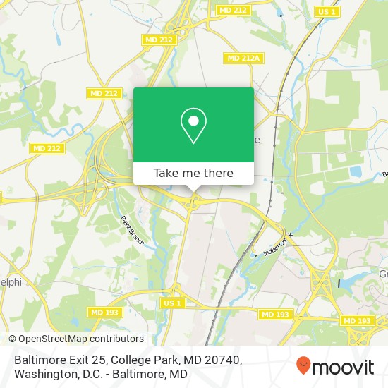 Mapa de Baltimore Exit 25, College Park, MD 20740