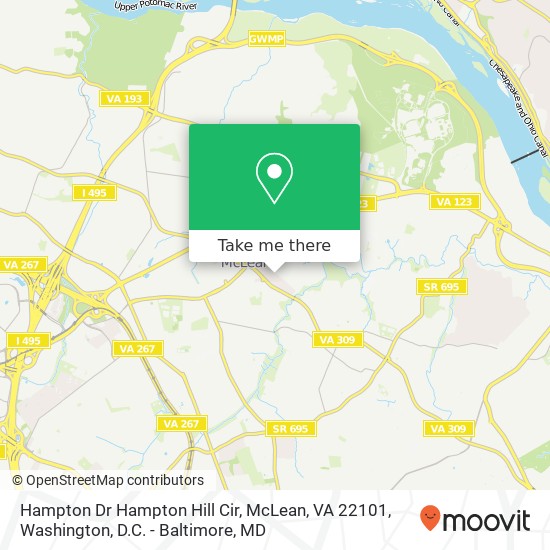 Mapa de Hampton Dr Hampton Hill Cir, McLean, VA 22101