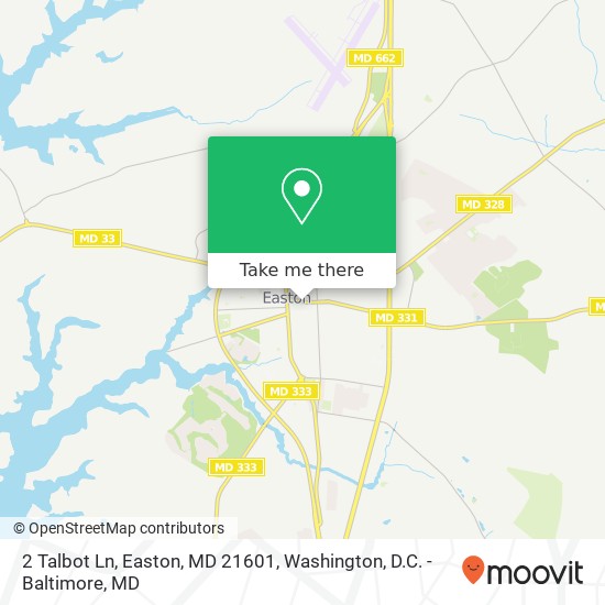 Mapa de 2 Talbot Ln, Easton, MD 21601