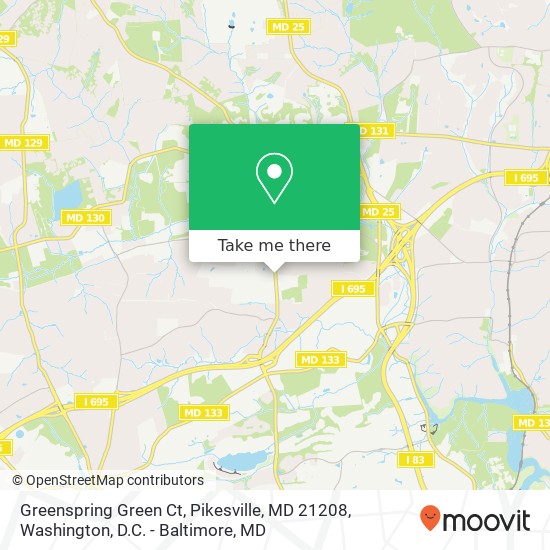 Mapa de Greenspring Green Ct, Pikesville, MD 21208