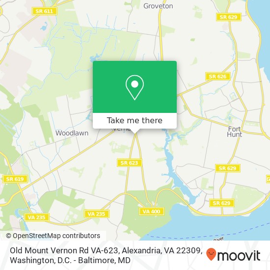 Mapa de Old Mount Vernon Rd VA-623, Alexandria, VA 22309