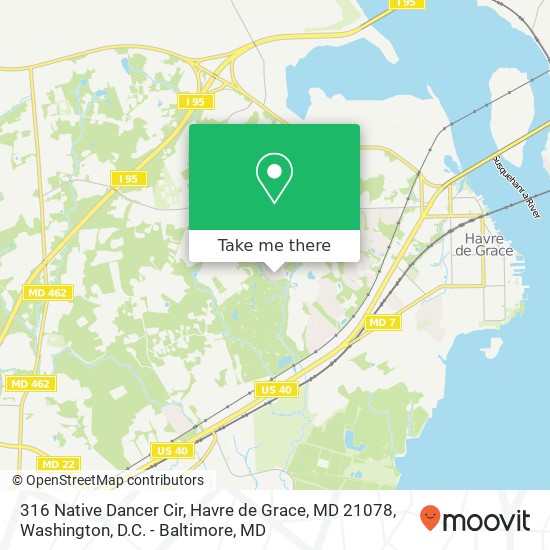 Mapa de 316 Native Dancer Cir, Havre de Grace, MD 21078