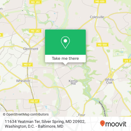 Mapa de 11634 Yeatman Ter, Silver Spring, MD 20902