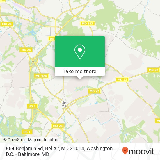 Mapa de 864 Benjamin Rd, Bel Air, MD 21014