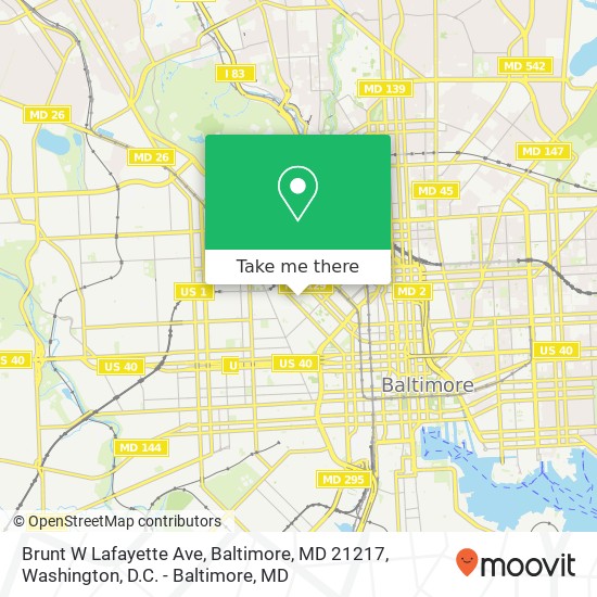 Brunt W Lafayette Ave, Baltimore, MD 21217 map