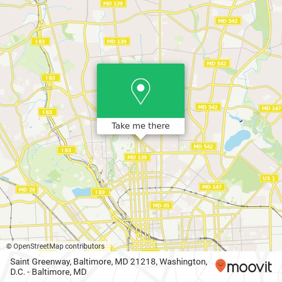 Saint Greenway, Baltimore, MD 21218 map