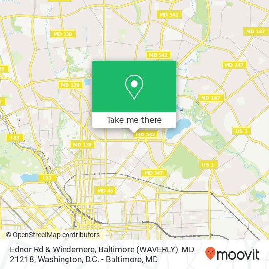 Mapa de Ednor Rd & Windemere, Baltimore (WAVERLY), MD 21218