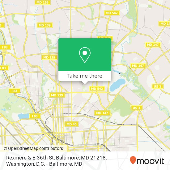 Rexmere & E 36th St, Baltimore, MD 21218 map