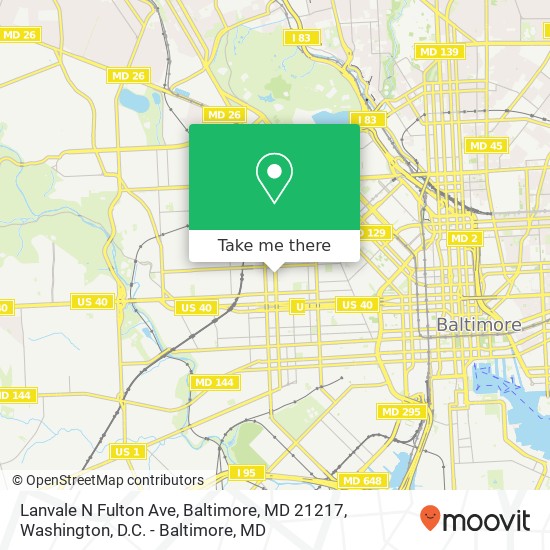 Mapa de Lanvale N Fulton Ave, Baltimore, MD 21217