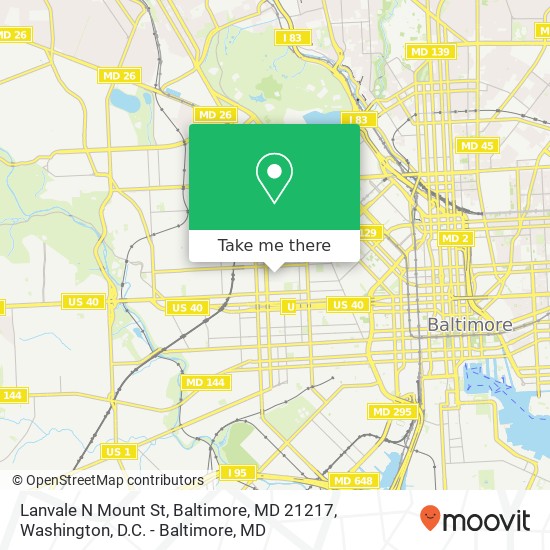 Mapa de Lanvale N Mount St, Baltimore, MD 21217
