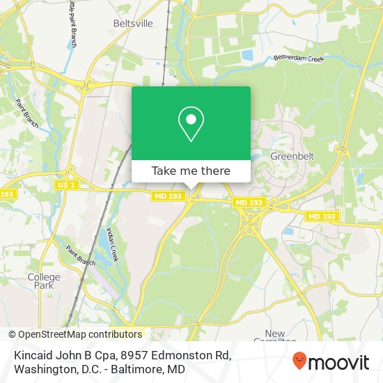 Kincaid John B Cpa, 8957 Edmonston Rd map