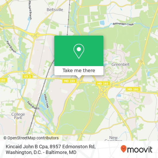 Mapa de Kincaid John B Cpa, 8957 Edmonston Rd