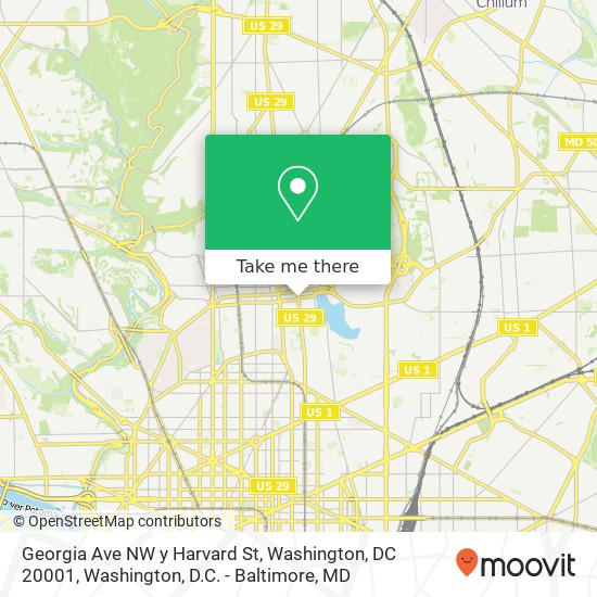 Georgia Ave NW y Harvard St, Washington, DC 20001 map