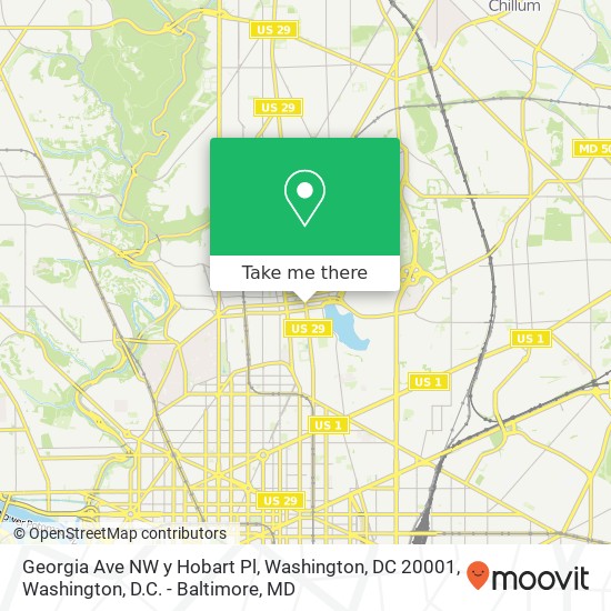 Mapa de Georgia Ave NW y Hobart Pl, Washington, DC 20001