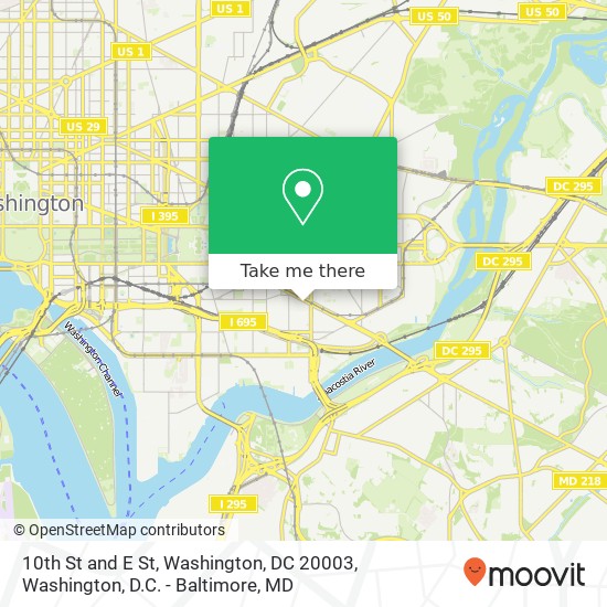 Mapa de 10th St and E St, Washington, DC 20003