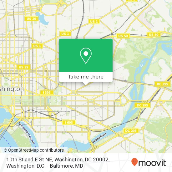 10th St and E St NE, Washington, DC 20002 map