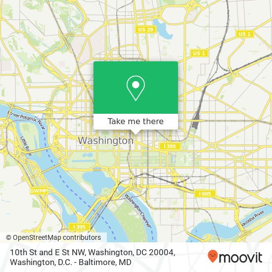 10th St and E St NW, Washington, DC 20004 map