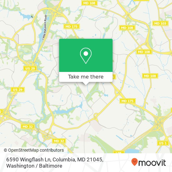 Mapa de 6590 Wingflash Ln, Columbia, MD 21045