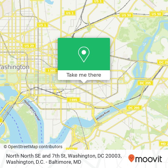 Mapa de North North SE and 7th St, Washington, DC 20003