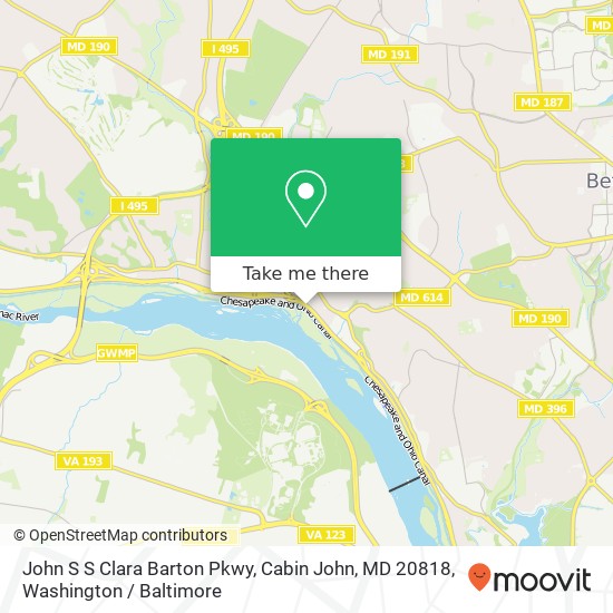 John S S Clara Barton Pkwy, Cabin John, MD 20818 map