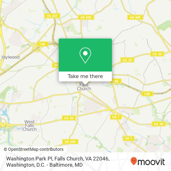 Mapa de Washington Park Pl, Falls Church, VA 22046