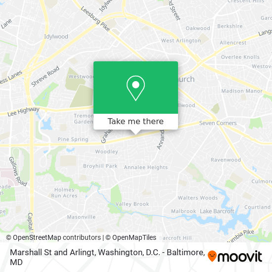 Marshall St and Arlingt map