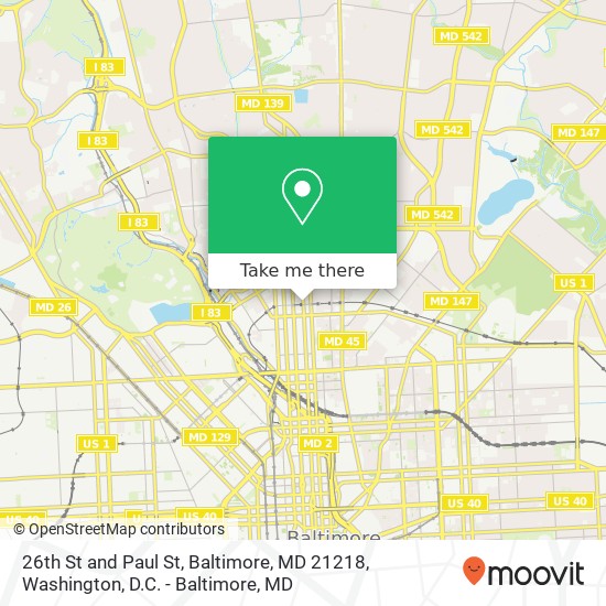 26th St and Paul St, Baltimore, MD 21218 map