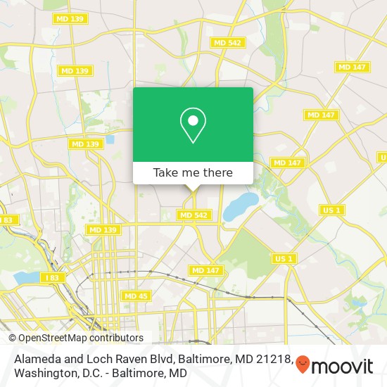 Mapa de Alameda and Loch Raven Blvd, Baltimore, MD 21218