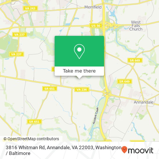 Mapa de 3816 Whitman Rd, Annandale, VA 22003