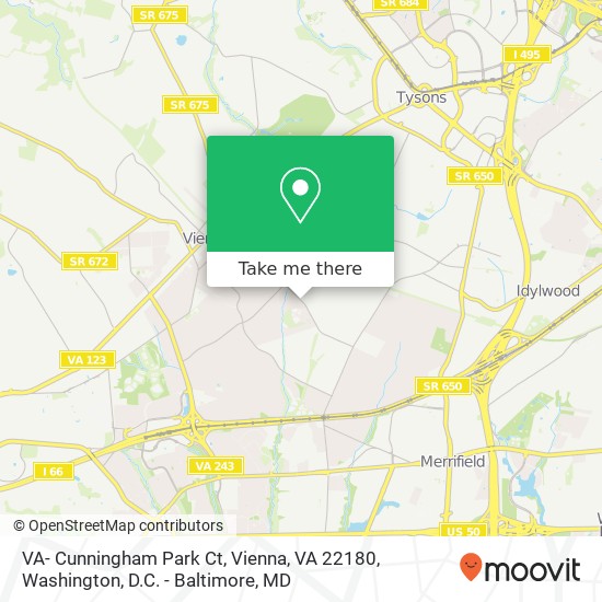 Mapa de VA- Cunningham Park Ct, Vienna, VA 22180