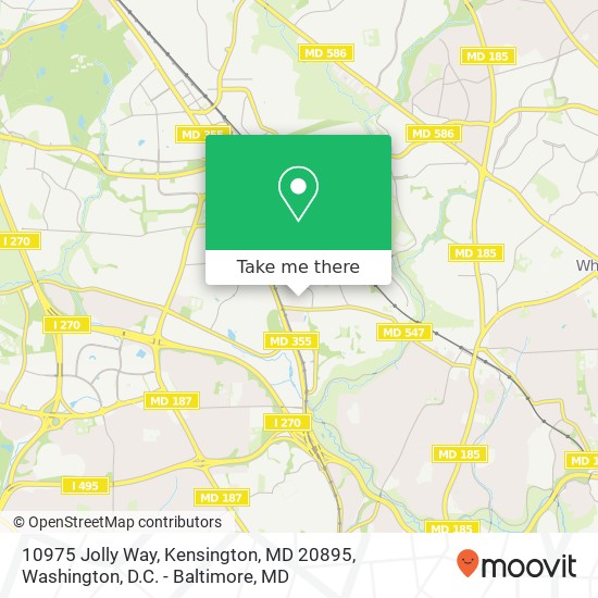 Mapa de 10975 Jolly Way, Kensington, MD 20895