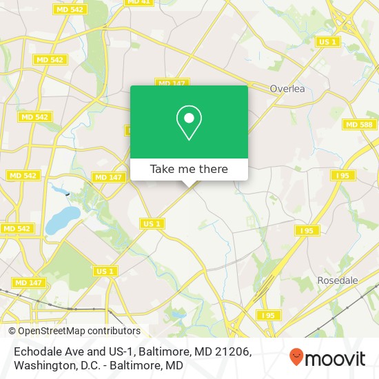 Echodale Ave and US-1, Baltimore, MD 21206 map