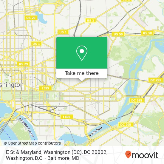 Mapa de E St & Maryland, Washington (DC), DC 20002